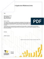 Sample Withdrawal Letter