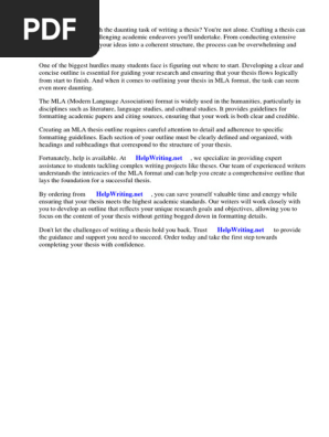 Mla Thesis Outline Format