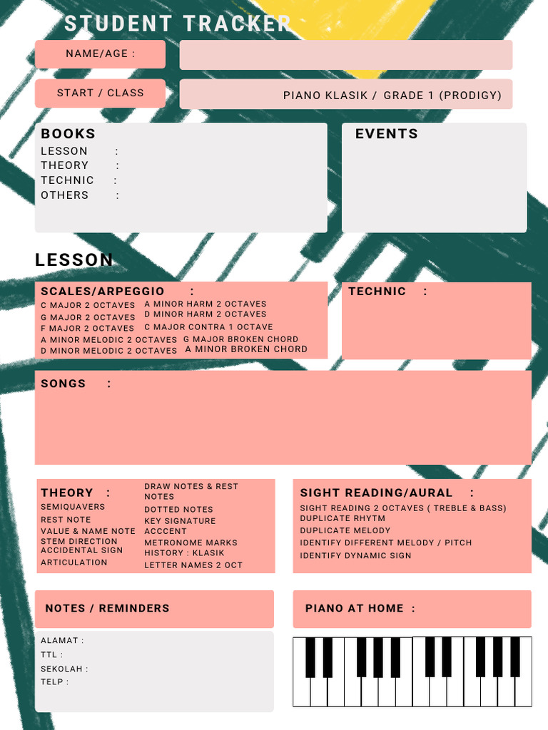 Pink and gray class info planner pdf clef notation