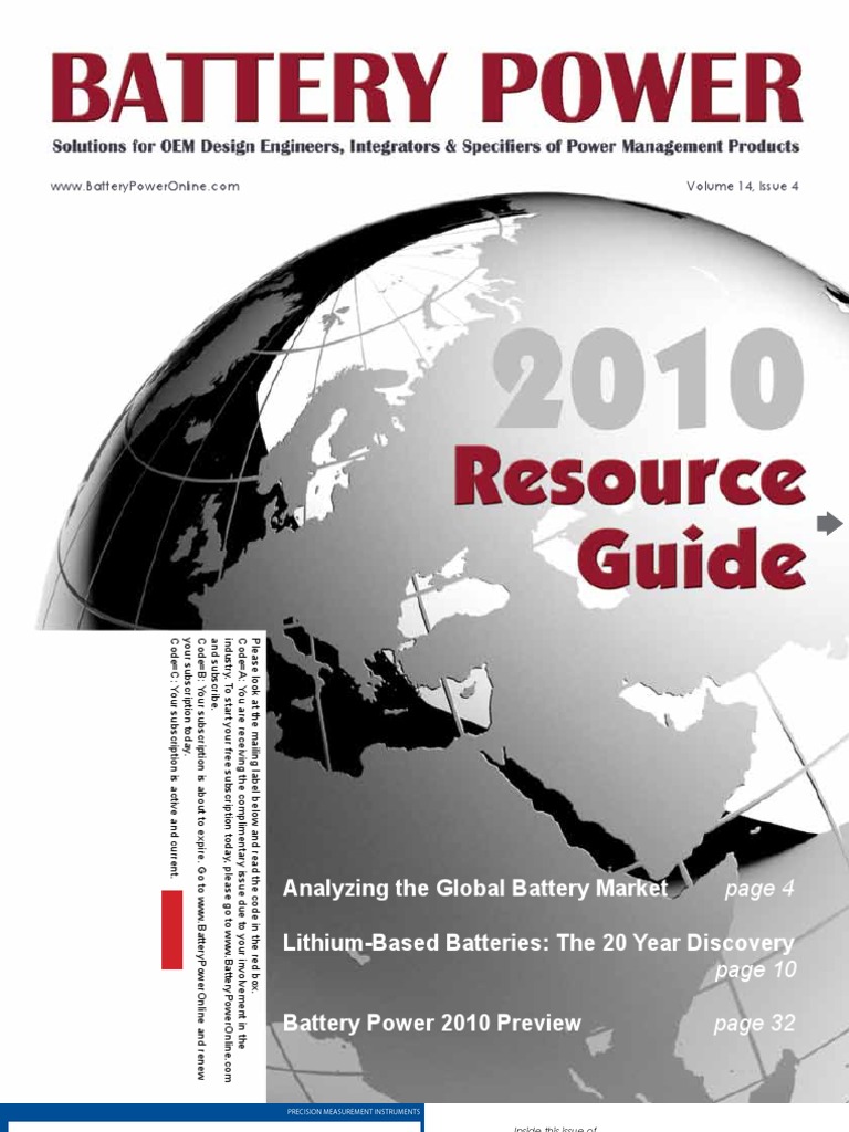 Battery Power Resource Guide 2010 | PDF | Lithium Ion Battery | Battery  (Electricity)