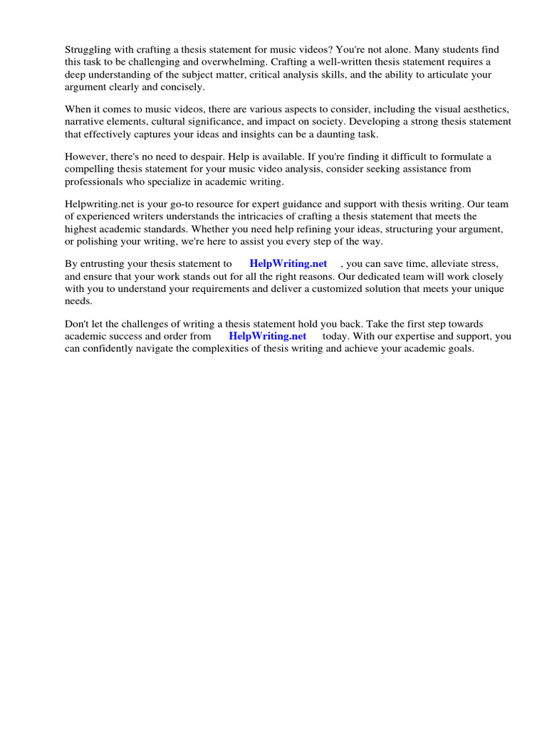 Thesis Statement For Music Videos | PDF | Thesis | Essays