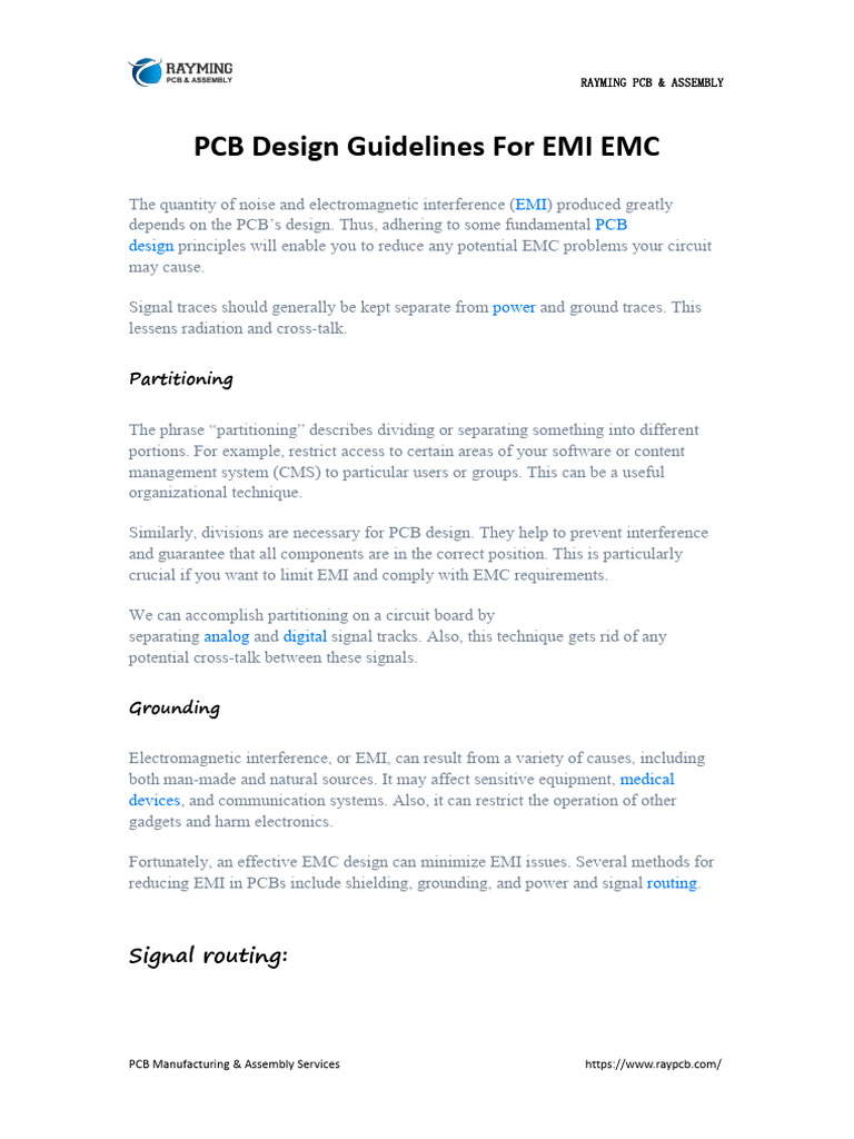 PCB Design Guidelines for EMI EMC Circuit Diagram