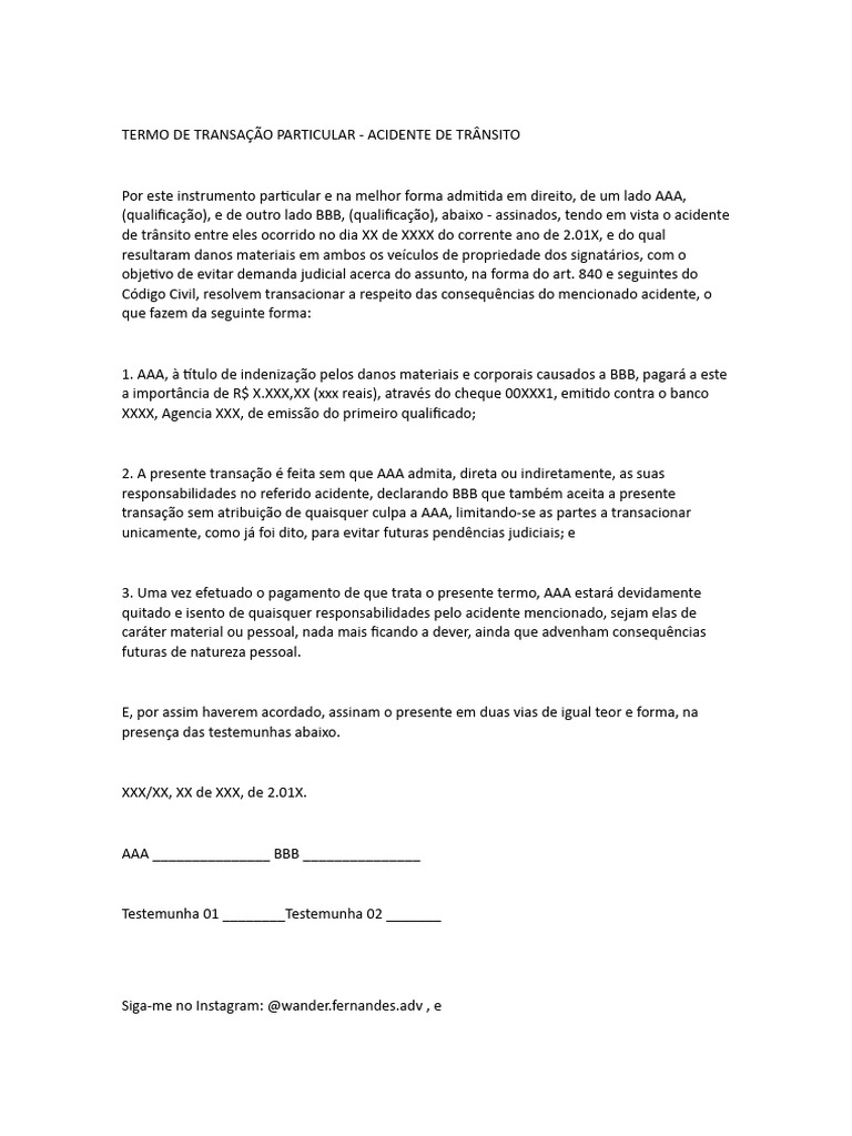Termo de Transação Particular | PDF