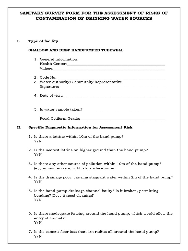 Sanitary Survey for Water Source Risks | PDF | Sanitation | Drinking Water