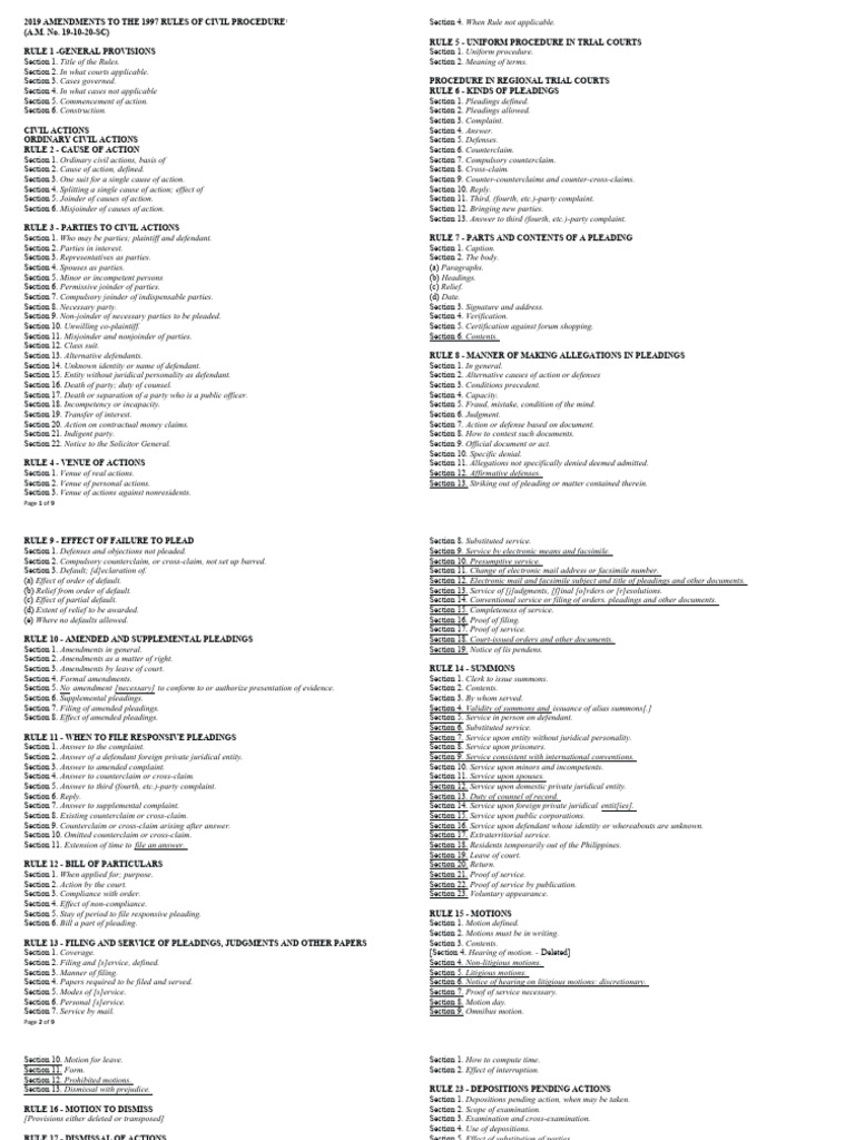 2019 Amendments to Civil Procedure Rules | PDF | Deposition (Law) | Lawsuit