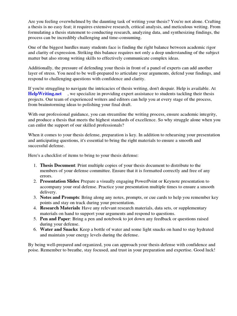 Essential Thesis Defense Preparation Guide | PDF | Thesis | Microsoft ...