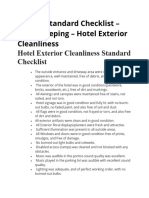 Hotel Exterior Cleanliness Standard Checklist