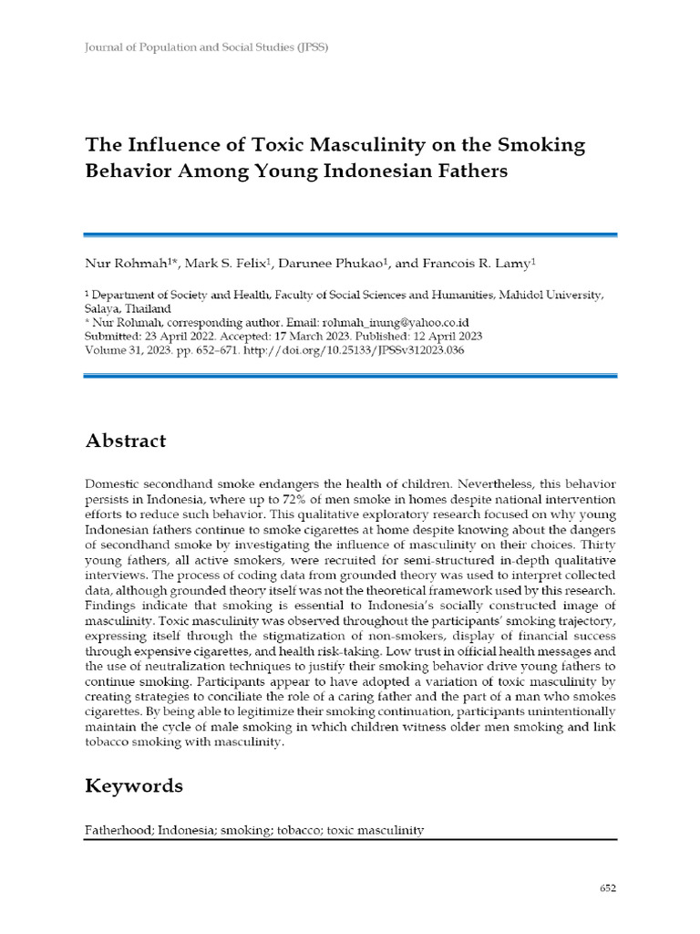View of The Influence of Toxic Masculinity On The Smoking Behavior ...