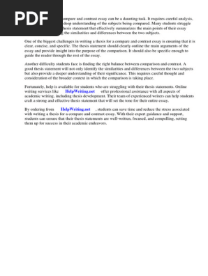 How Do You Write a Thesis for a Compare and Contrast Essay