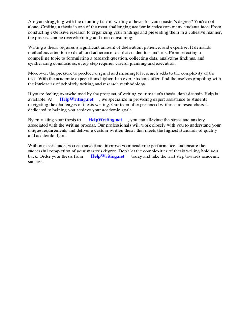 Do You Have To Write A Thesis For A Masters Degree | PDF