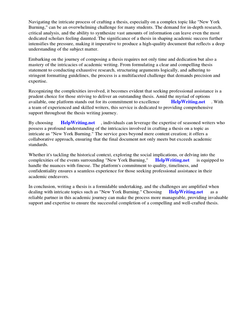 Thesis of New York Burning PDF
