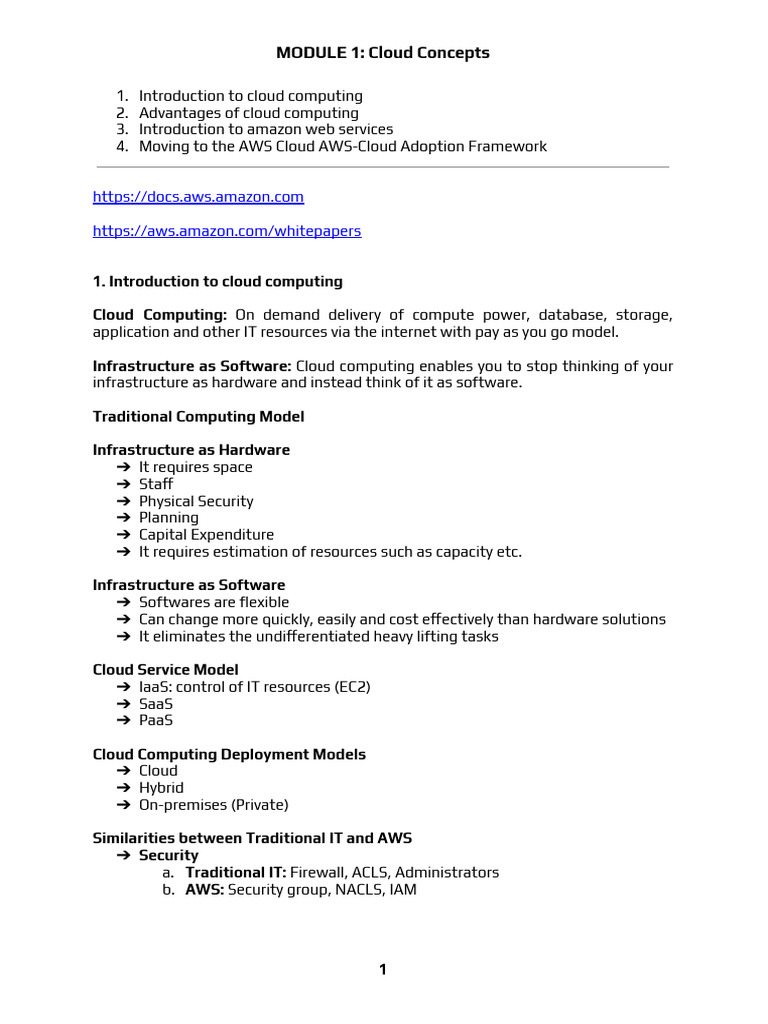 Cloud Concepts Overview: AWS Module 1 | PDF | Cloud Computing | Amazon ...
