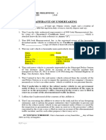 Affidavit of Undertaking Impounden Vehicle ILOILO 999