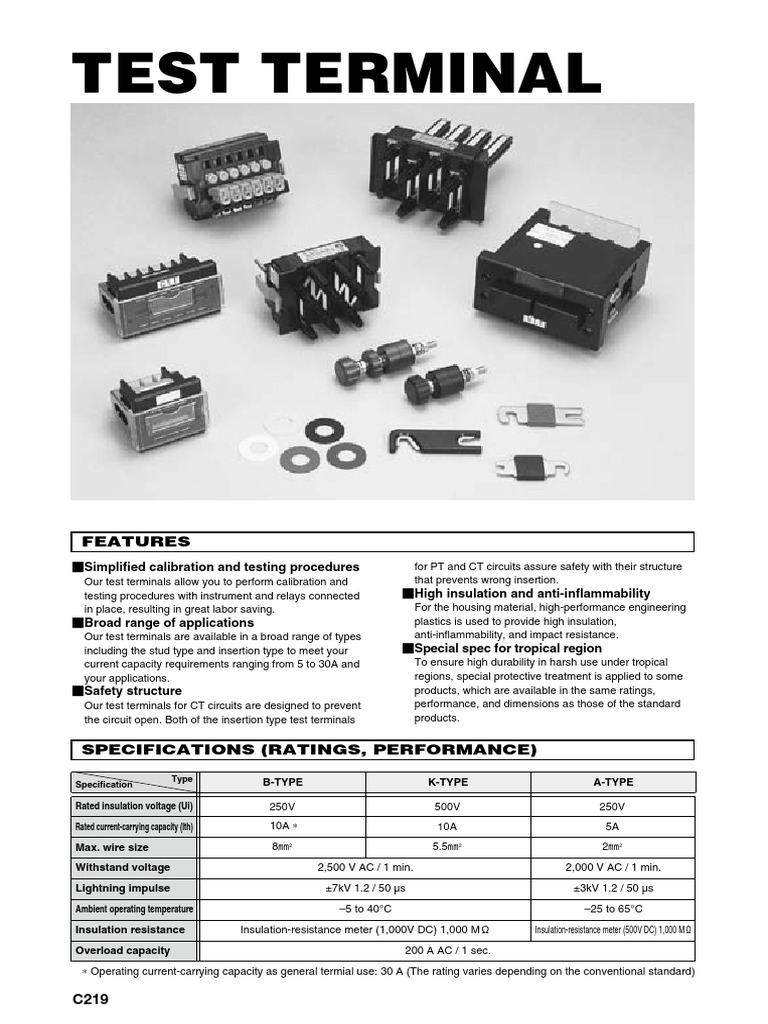 Test Terminals Specifications and Features | PDF | Electrical Connector ...