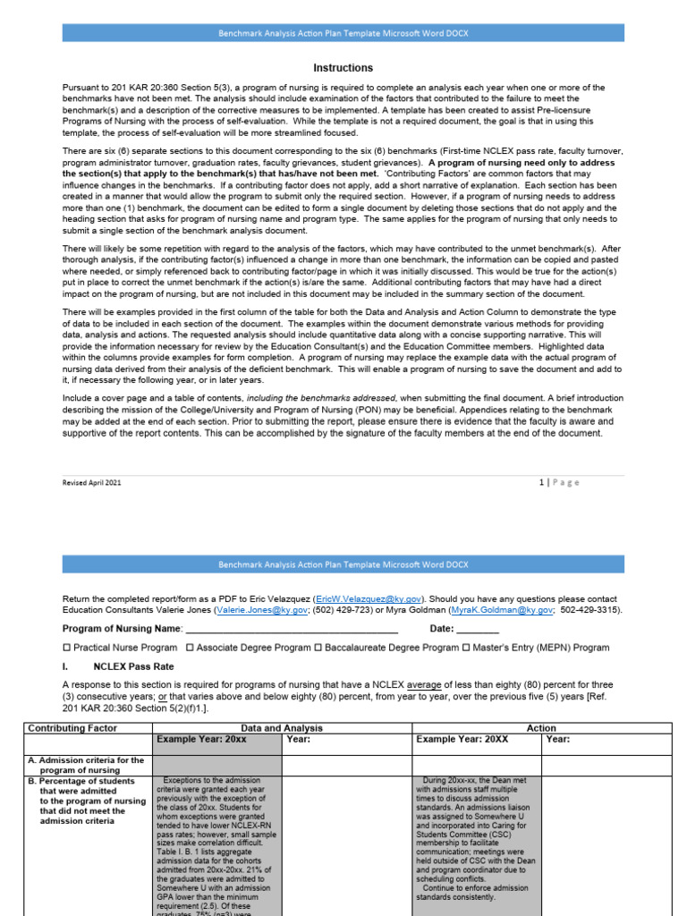 Nursing Program Benchmark Analysis Template | PDF | Course Credit ...