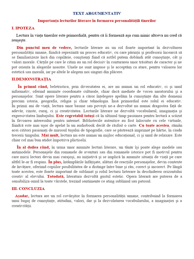 Model Text Argumentativ | PDF
