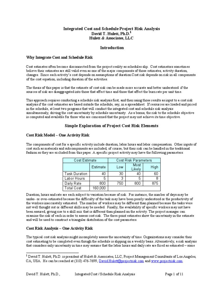 Integrated Cost and Scheduled Project Risk Analysis | PDF | Monte Carlo ...