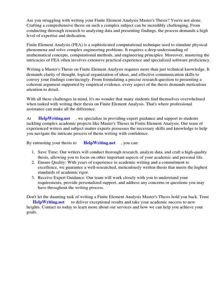 Finite Element Analysis Masters Thesis | PDF | Finite Element Method ...