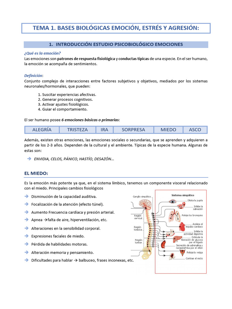 Bases biológicas de emociones y estrés | PDF | Las emociones | Estrés ...