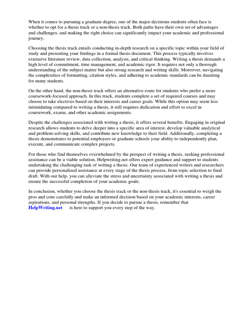 Thesis vs Non Thesis Track | PDF