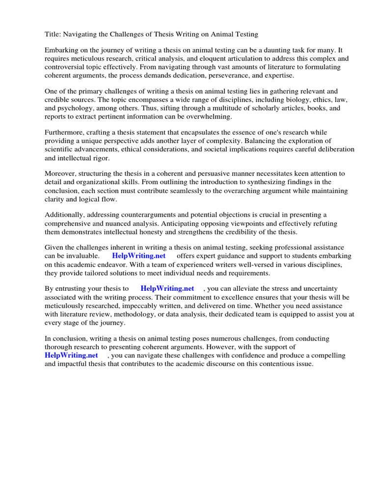 Thesis Animal Testing | PDF