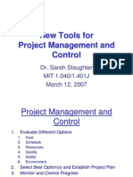 New Tools for Project management and Control. Sarah Slaughter