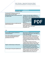 Prenatal Genetic Testing - Argument Summary Sheet