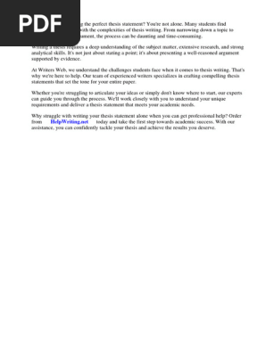 Writers Web the Thesis Statement Exercise