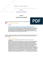 Titre IV Effets Du Contrat: Chapitre I Transfert de Propriete