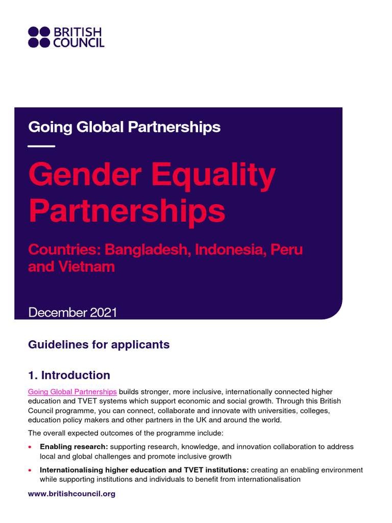 Gender Equality Partnerships - Application Guidance 0 | PDF