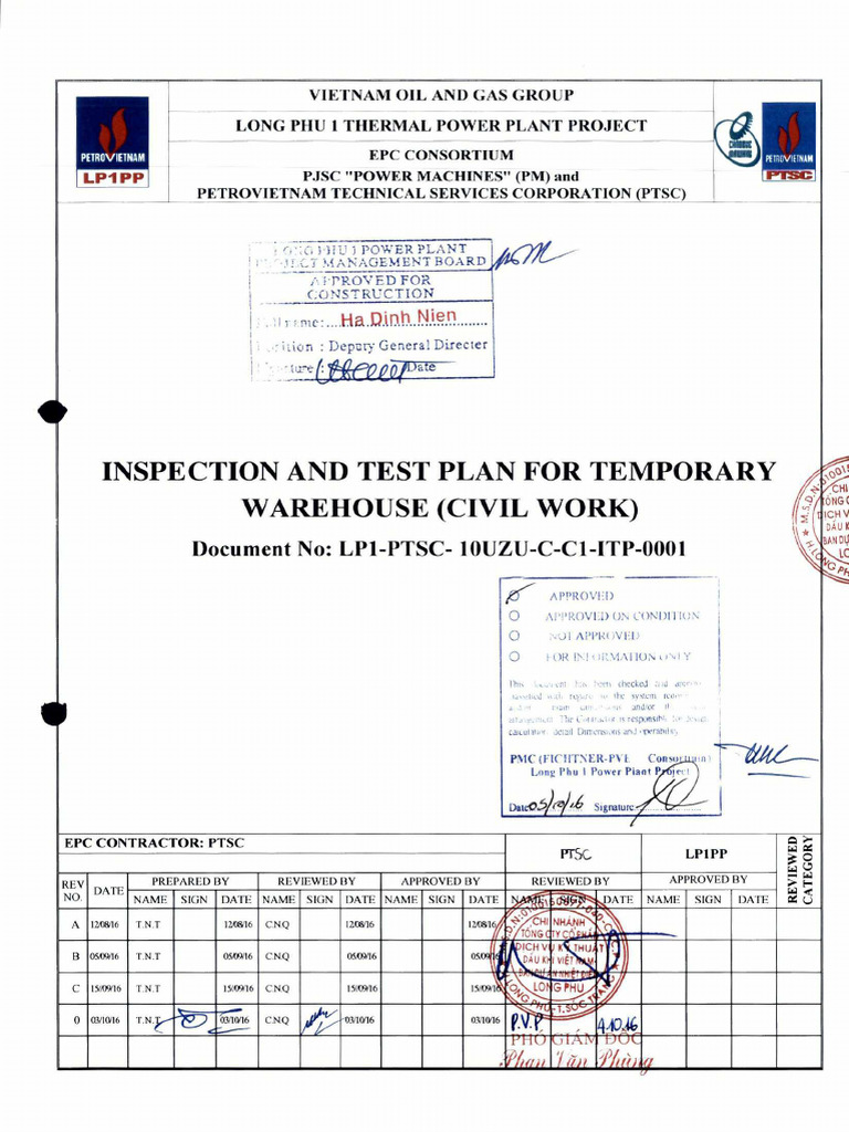 Inspection Plan for Temporary Warehouse | PDF | Concrete | Deep Foundation