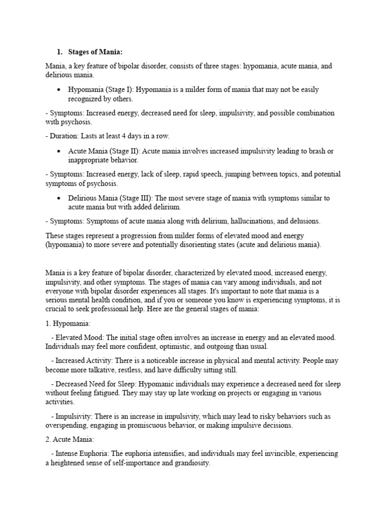 Viva Questions PDF Mania Disorder