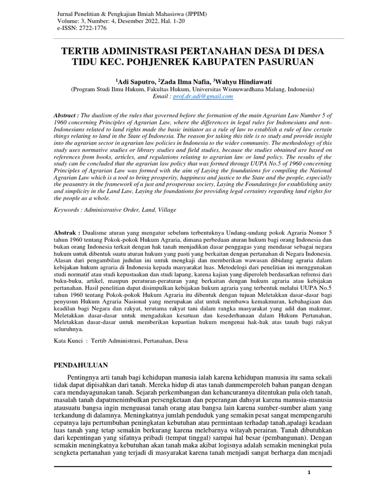Tertib Administrasi Pertanahan Desa Tidu | PDF | Applied Philosophy ...