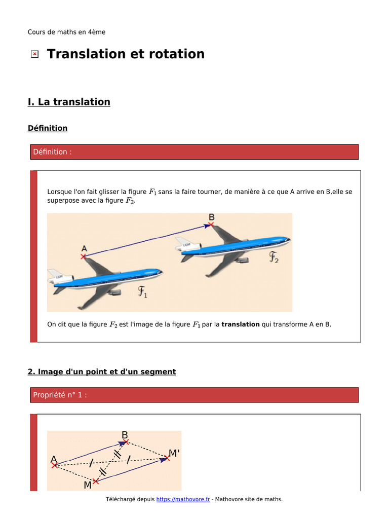 Translation et Rotation en 4ème | PDF | Angle | Géométrie