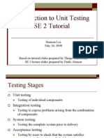 Introduction to Unit Testing SE 2 Tutorial: Testing Stages, Approaches to Low Level Testing, Test Driven Design (TDD), Unit Testing with JUnit, Examples, Problems and References