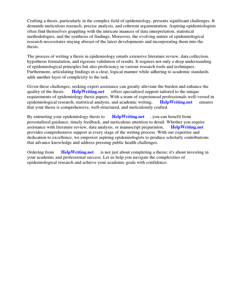 Epidemiology Thesis Paper | PDF