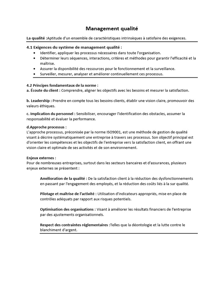 Management de la qualité : principes clés | PDF | Risque | Business
