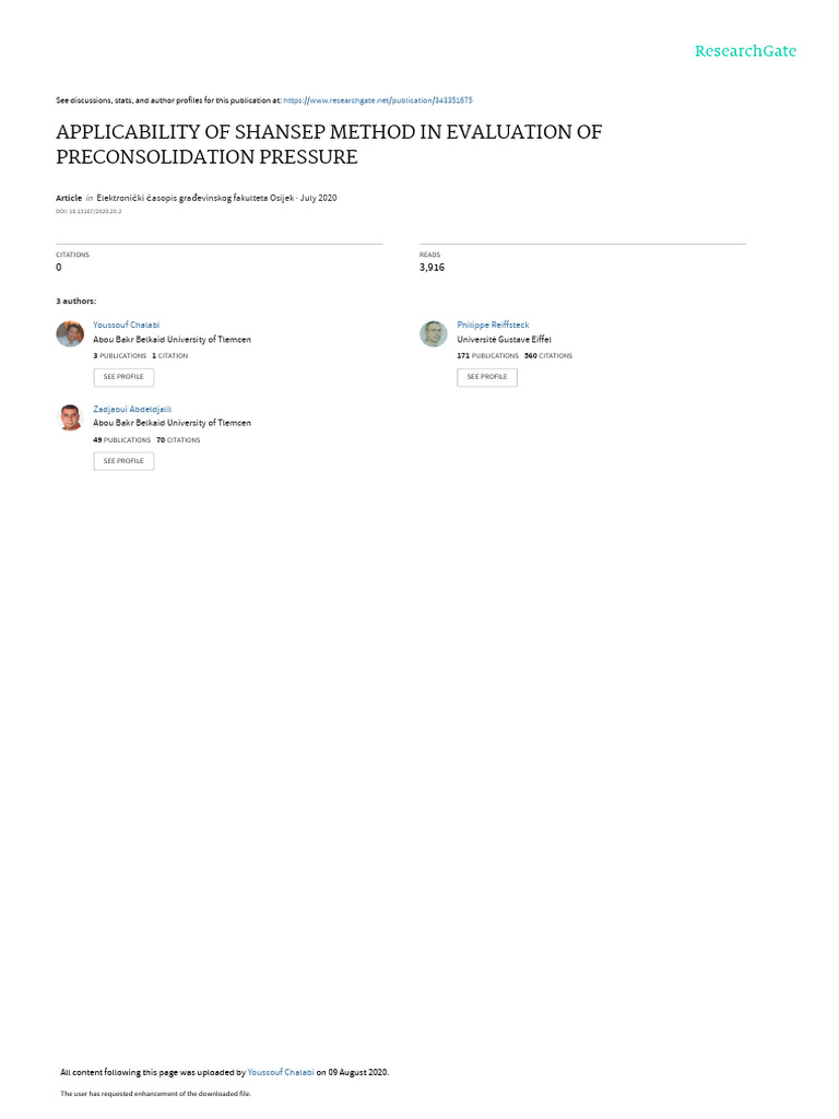 Applicability of Shansep Method in Evaluation of Preconsolidation ...