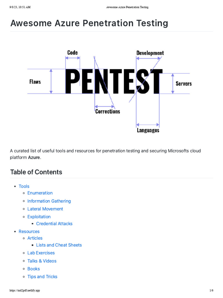 Azure Penetration Testing Resources | PDF | Microsoft Azure | Active ...