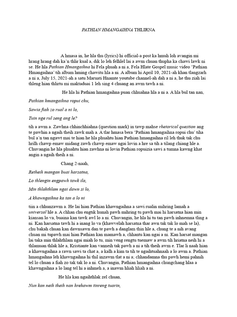 Pathian Hmangaihna Thlirna | PDF