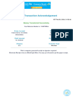 Internal Transaction Acknowledgement: Money Transferred Succesfully