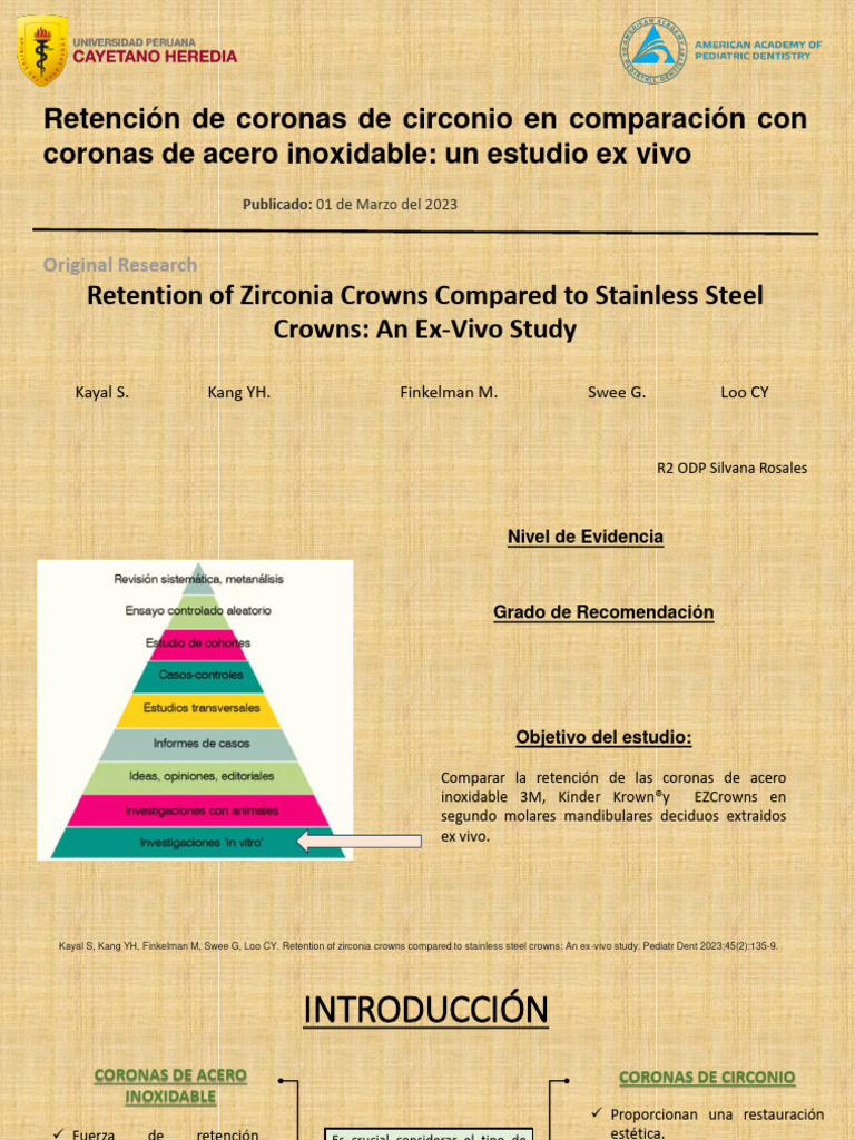Retención de Coronas de Circonio en Comparación Con Coronas de Acero ...