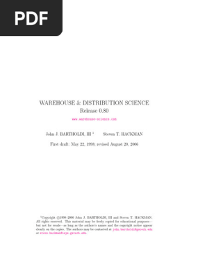 Warehouse and Distribution Science - Bartholdi and Hackman | PDF