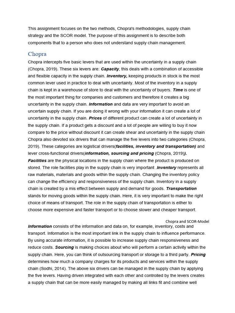 Chopra and SCOR Model Overview | PDF | Supply Chain | Inventory