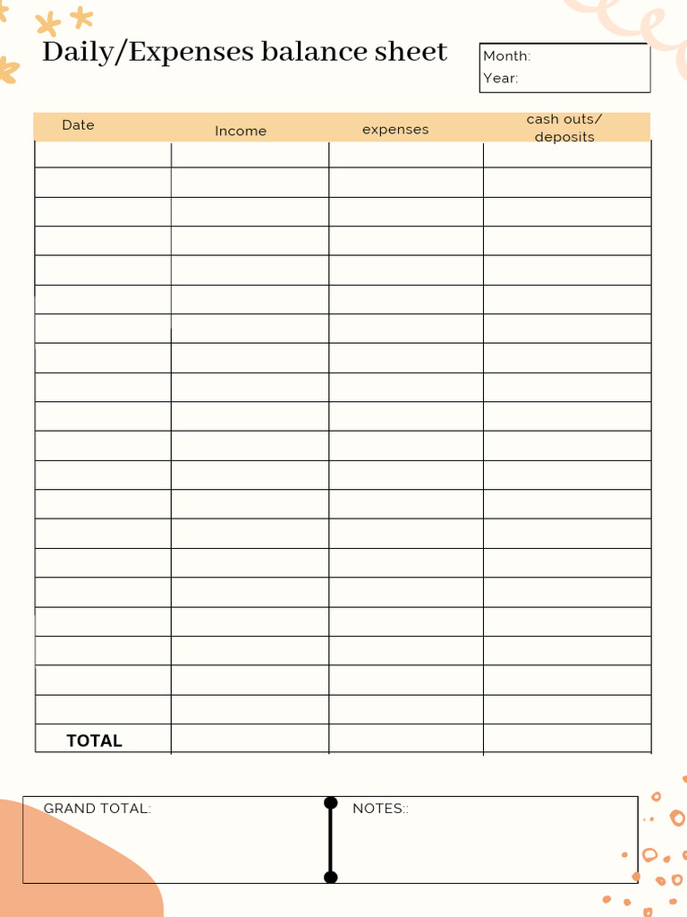 Clean and Modern Expense Tracker Sheet (Document (A4) ) | PDF