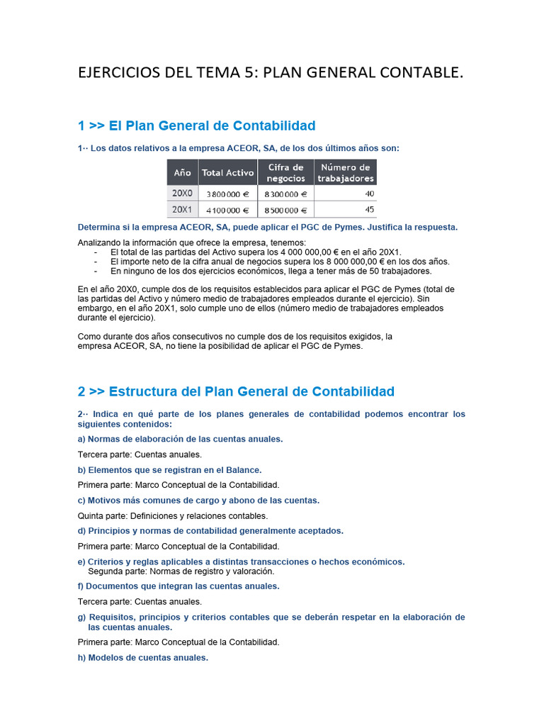Ejercicios Del Tema 5 Pdf Contabilidad Estado Financiero