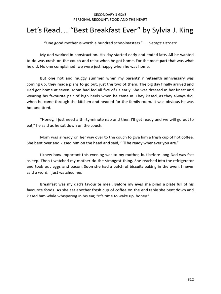 Best Breakfast Ever Text | PDF