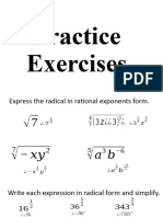 Practice Exercises Radicals