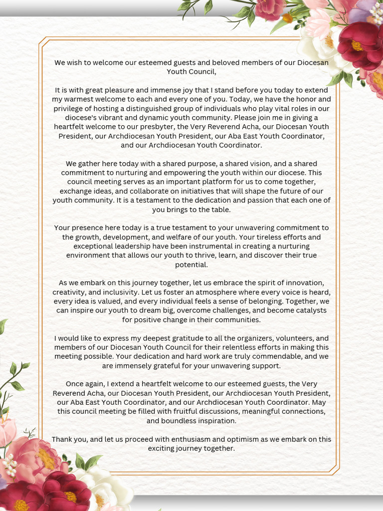 Welcome Address | PDF
