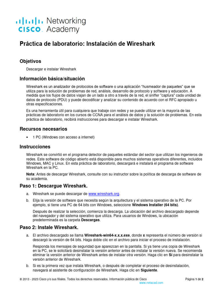 3.7.9 Lab - Install Wireshark - ILM | PDF